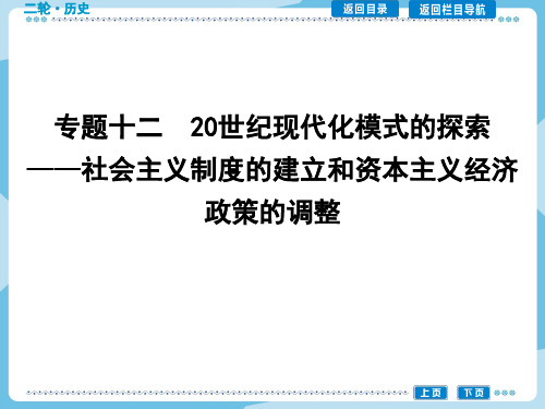 导与练1高三历史二轮复习课件：世界史专题 专题十二 世纪现代化模式的探索——社会主义制度的建立和资本