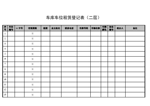 停车库车位租赁登记表