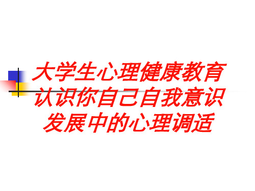 大学生心理健康教育认识你自己自我意识发展中的心理调适培训课件