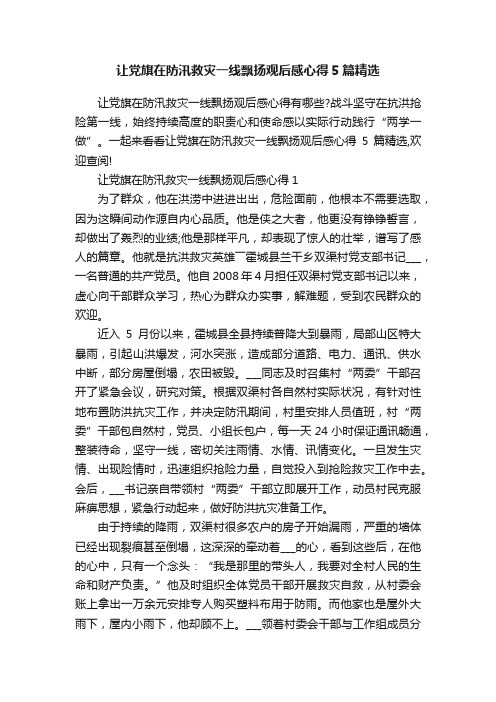 让党旗在防汛救灾一线飘扬观后感心得5篇精选