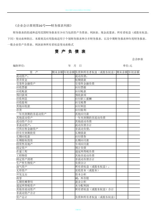 新会计准则全套报表模板