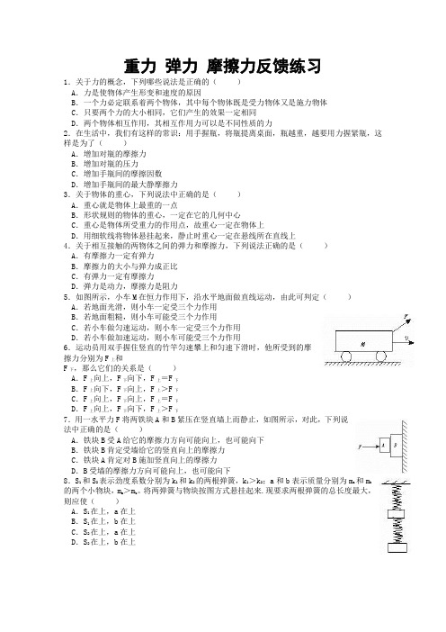 2010届高考物理重力、弹力、摩擦力反馈练习