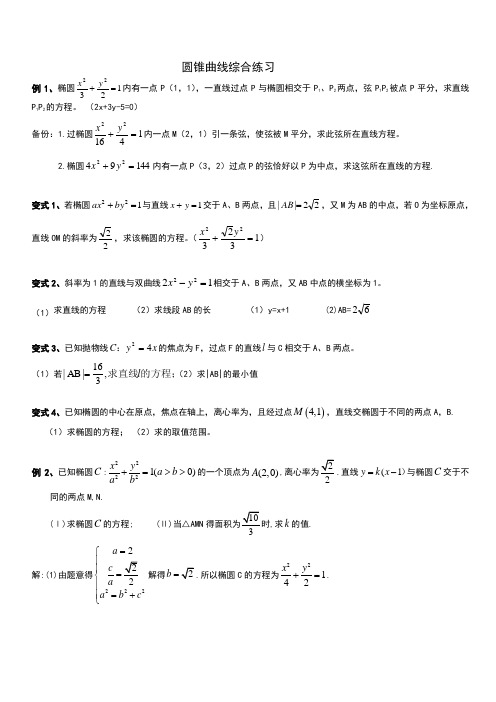 圆锥曲线综合练习及答案