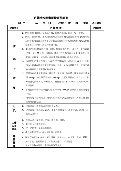 内镜清洗消毒护理质量评价标准