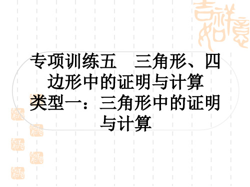 中考数学 中档题突破 专项训练五 三角形、四边形中的证明与计算