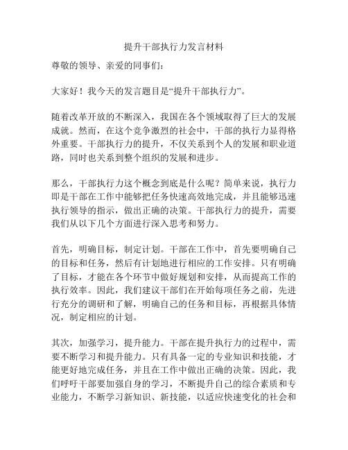 提升干部执行力发言材料