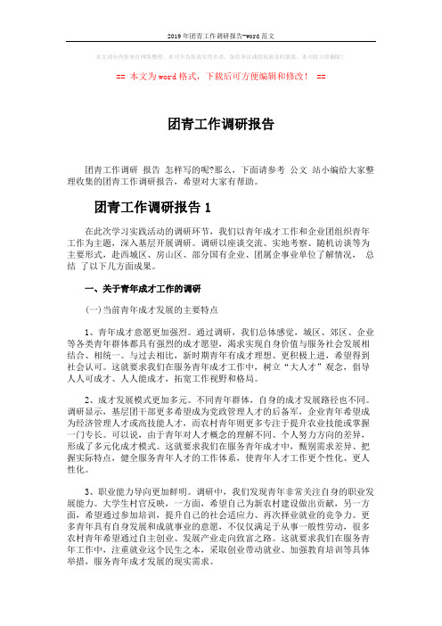 团青工作调研报告 (11页)