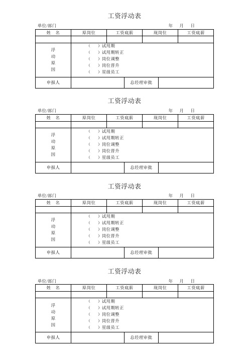 工资浮动表