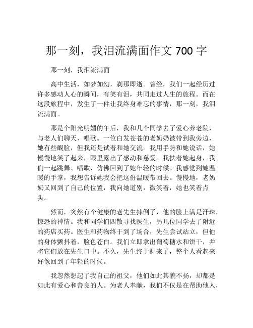 那一刻,我泪流满面作文700字