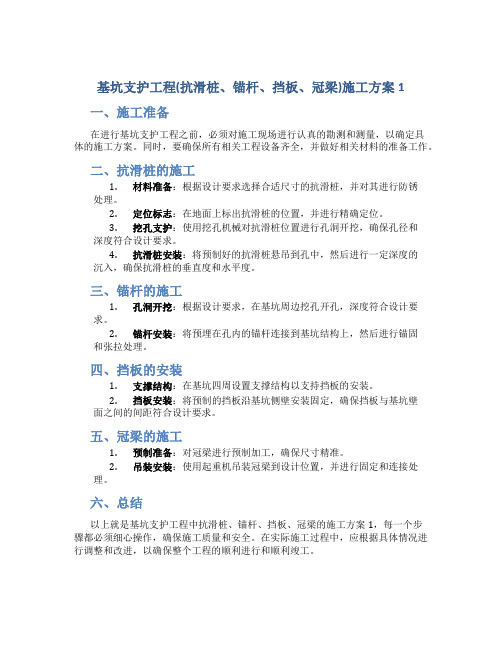 基坑支护工程(抗滑桩、锚杆、挡板、冠梁)施工方案1