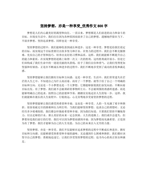 坚持梦想,亦是一种享受_优秀作文800字