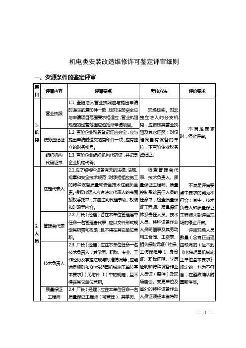 特种设备安装改造维修许可鉴定评审具体要求和所需文件