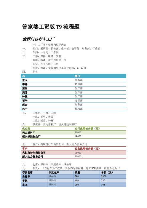 管家婆工贸版T9流程题