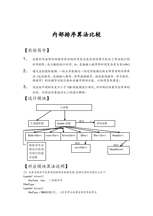 数据结构课程设计实验报告-内部排序算法比较