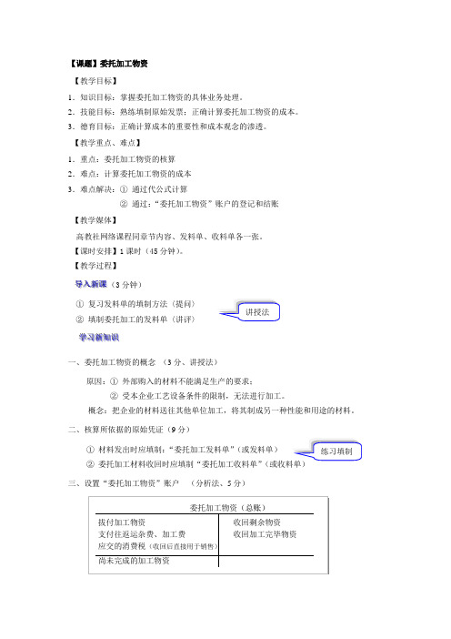 企业财务会计(高教版)教案：委托加工物资