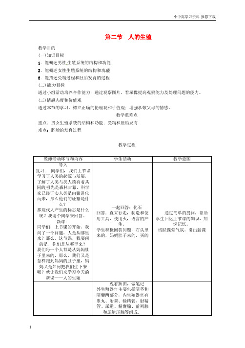 七年级生物下册4.1.2人的生殖导学案新人教版(1)