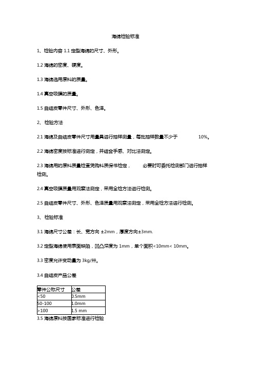 海绵检验标准