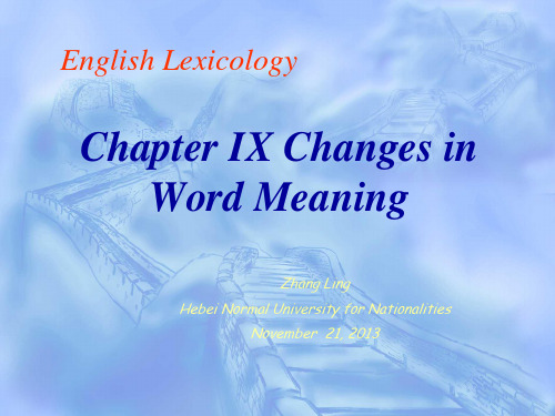 Chapter IX Changes in Word Meaning