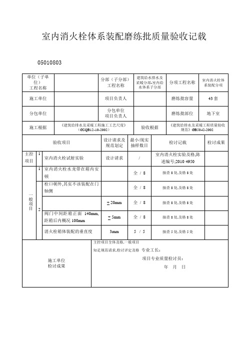 1-3室内消火栓系统安装检验批质量验收记录(完成)