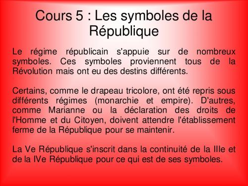 Cours 5 - Les symboles de la République