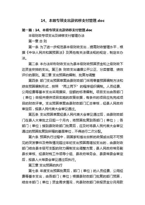 14、本级专项支出及转移支付管理.doc