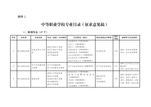 10 中等职业学校专业目录