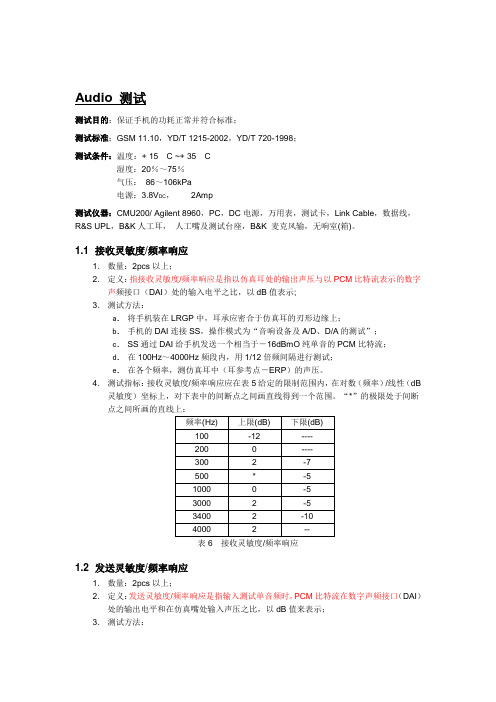 手机硬件Audio测试要点