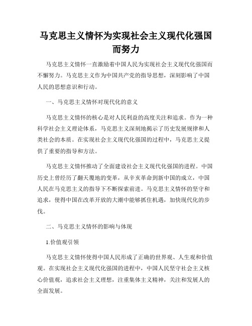 马克思主义情怀为实现社会主义现代化强国而努力