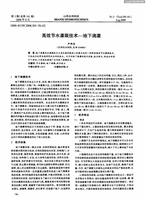 高效节水灌溉技术——地下滴灌