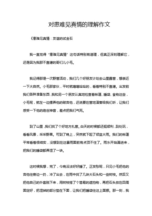 对患难见真情的理解作文