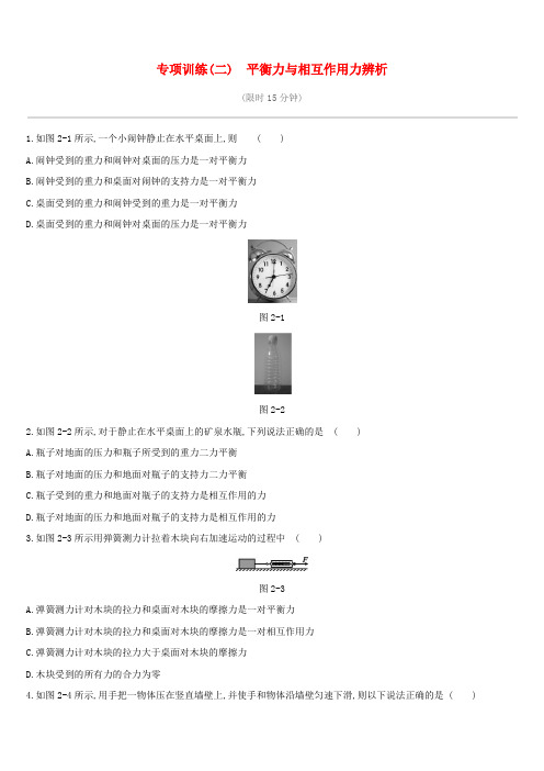 中考物理二轮专项专项02平衡力与相互作用力辨析专项训练