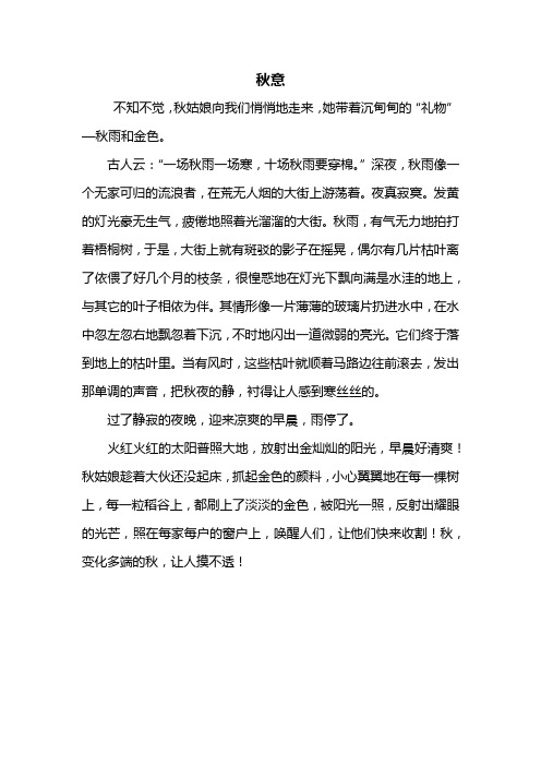 六年级作文:秋意作文450字