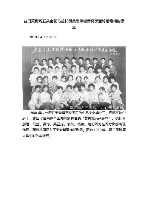 昔日黄梅戏五朵金花马兰长得美吴琼嗓音亮吴亚玲娇艳杨俊漂亮