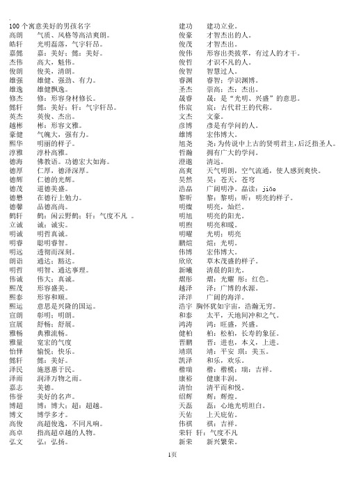 100个寓意美好的男孩名字