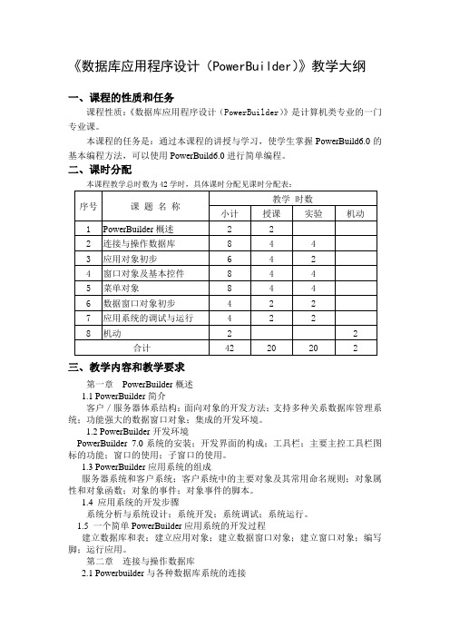 数据库应用程序设计(PowerBuilder)教学大纲