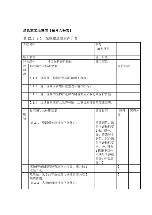 绿色施工检查表【每月六张表】