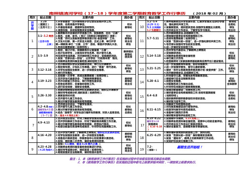 清河学校(17-18)学年度第二学期教育教学工作行事历