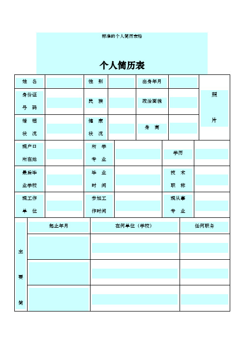 标准的个人简历表格