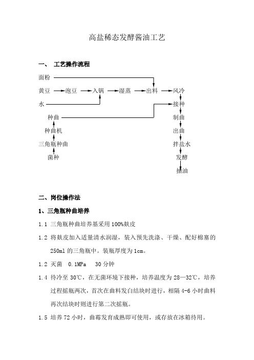 高盐稀态发酵酱油工艺