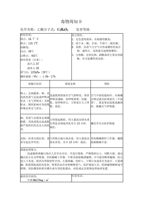 毒物周知卡乙酸