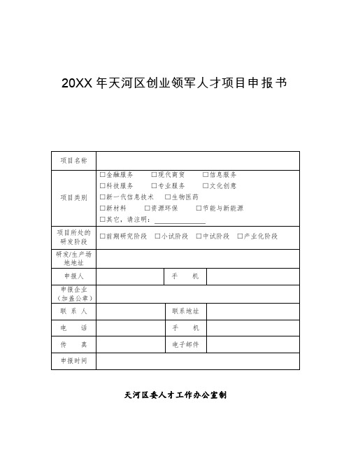 创业指南-创业领军人才项目申报书 精品
