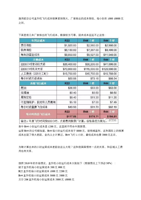 通用航空公司直升机飞行成本核算