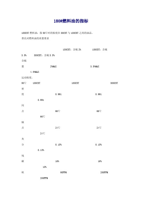 180#燃料油的指标