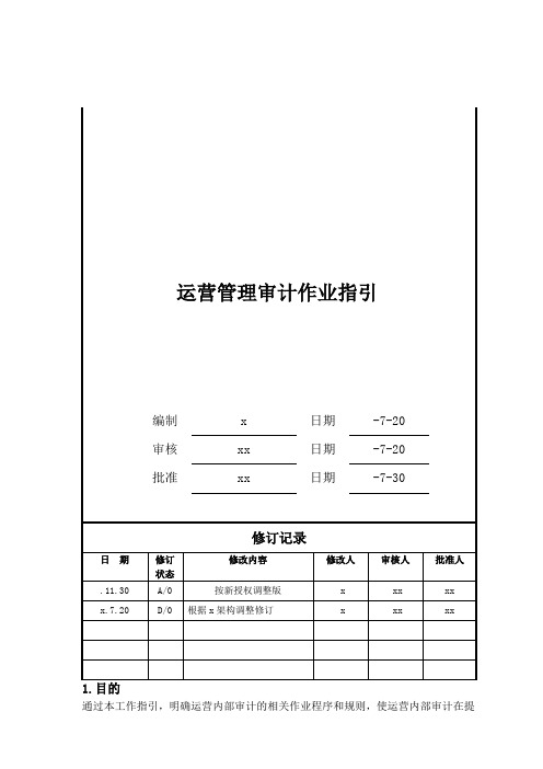 房地产公司运营管理审计作业指引模版