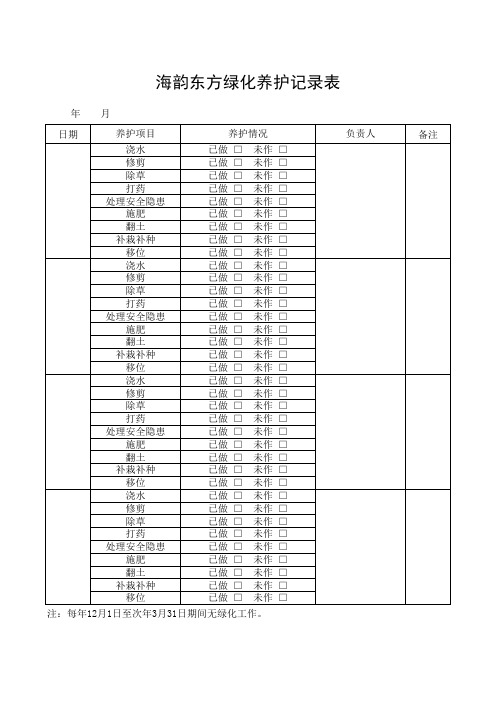 绿化养护记录表