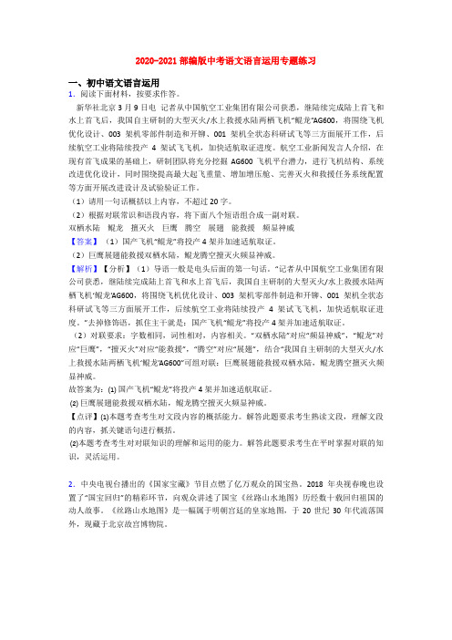 2020-2021部编版中考语文语言运用专题练习