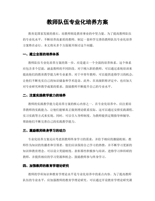 教师队伍专业化培养方案