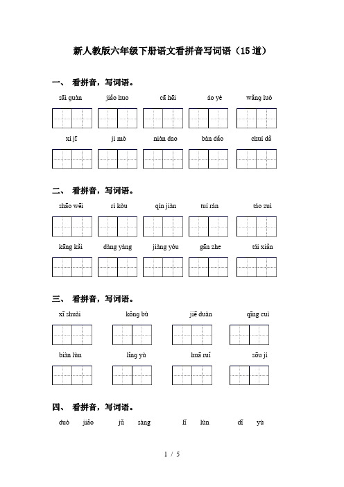 新人教版六年级下册语文看拼音写词语(15道)