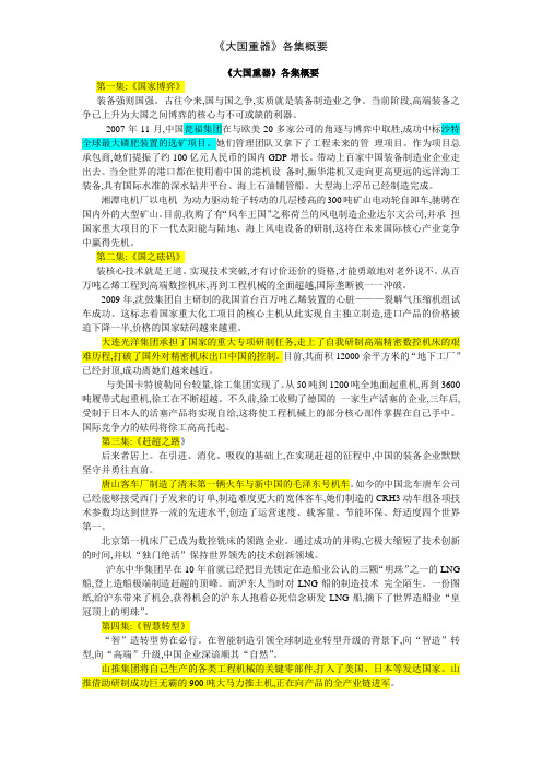 《大国重器》各集概要