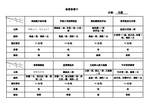 中厨-标准食谱卡